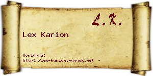 Lex Karion névjegykártya